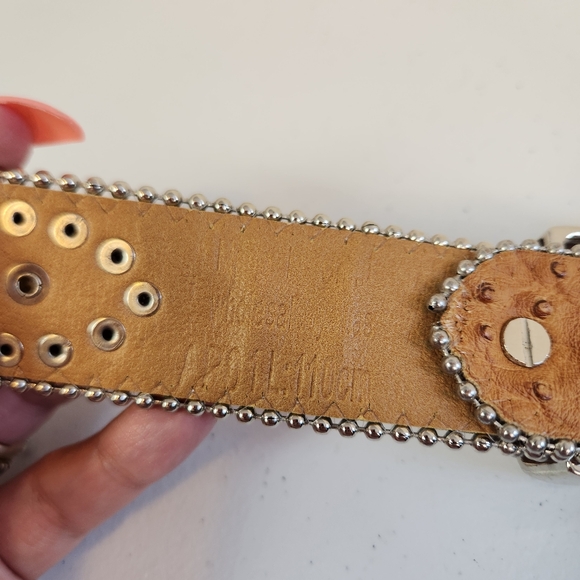 Womens Cowgirl Western Belt Bling Rodeo Western Boho Bohemian Leather Brown y2k - Picture 7 of 10